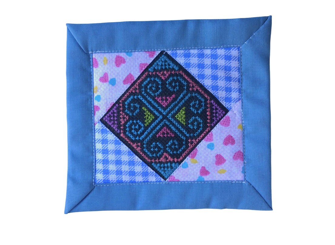 Coaster (Fabric) | Double Layered | Cross-stitch| Hmong