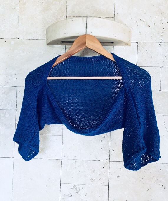 Shrug Blue Shrug Women's Shrug Summer Shrug Knitted Etsy