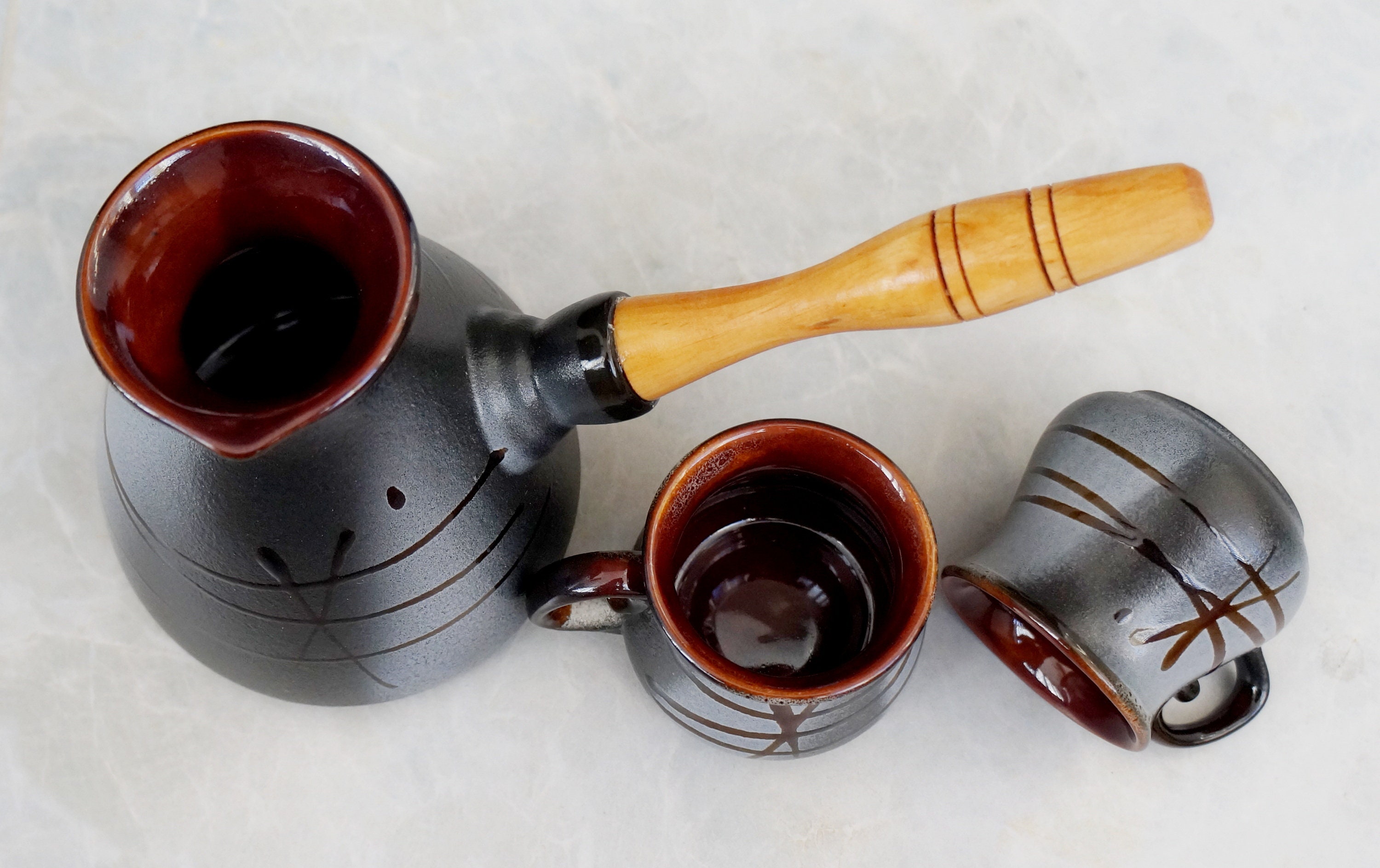 Ceramic coffee pot set Handmade coffee maker Turkish coffee Etsy