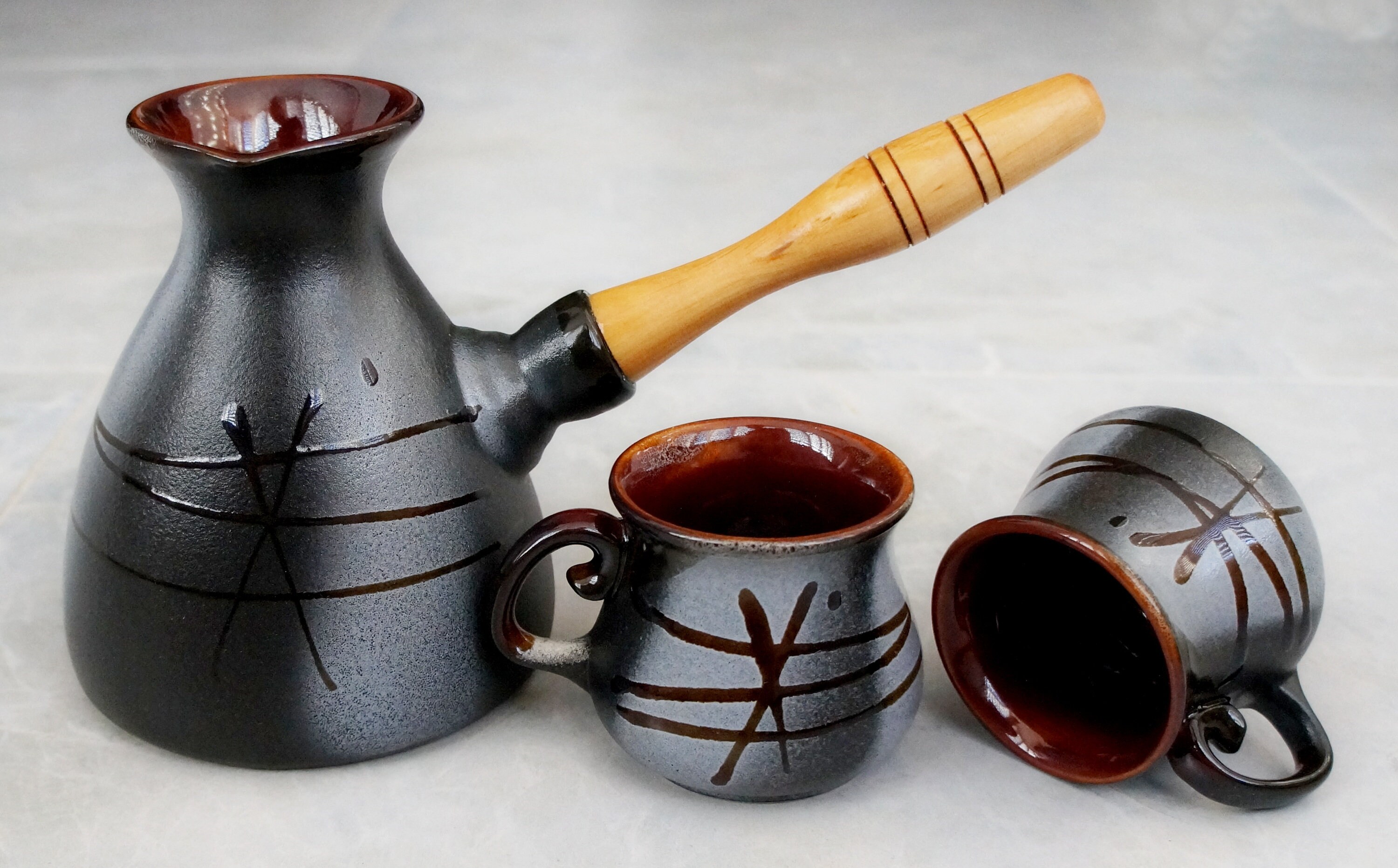 Ceramic coffee pot set Handmade coffee maker Turkish coffee Etsy