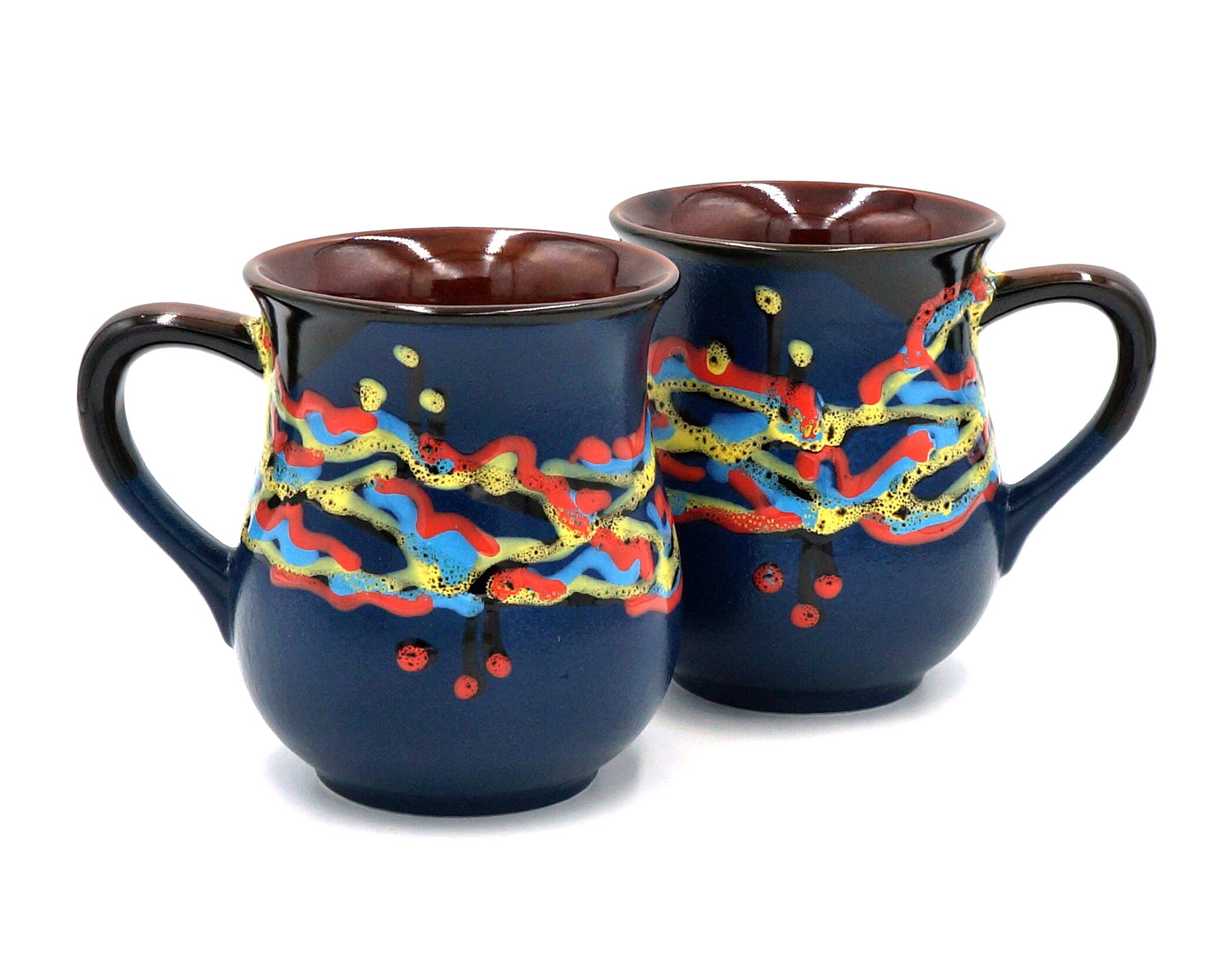 Set of 2 dark blue mug cobalt blue сeramic mug 9.5 oz coffee Etsy