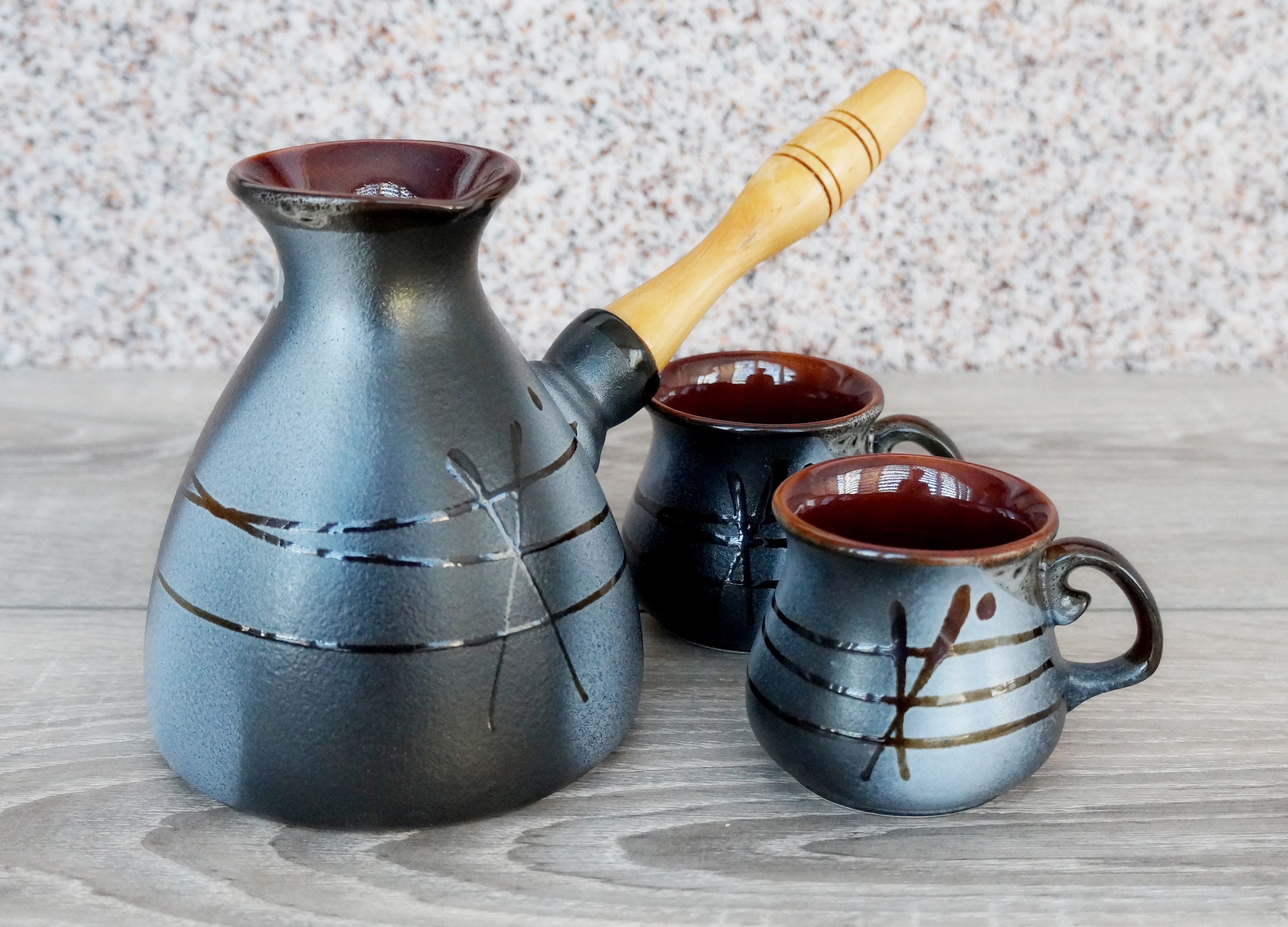 Ceramic coffee pot set Handmade coffee maker Turkish coffee Etsy