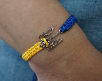 Set of 2 Ukrainian bracelet trident Stand with Ukraine Yellow blue Ukraine support bracelet Ukrainian symbol Patriotic bracelets