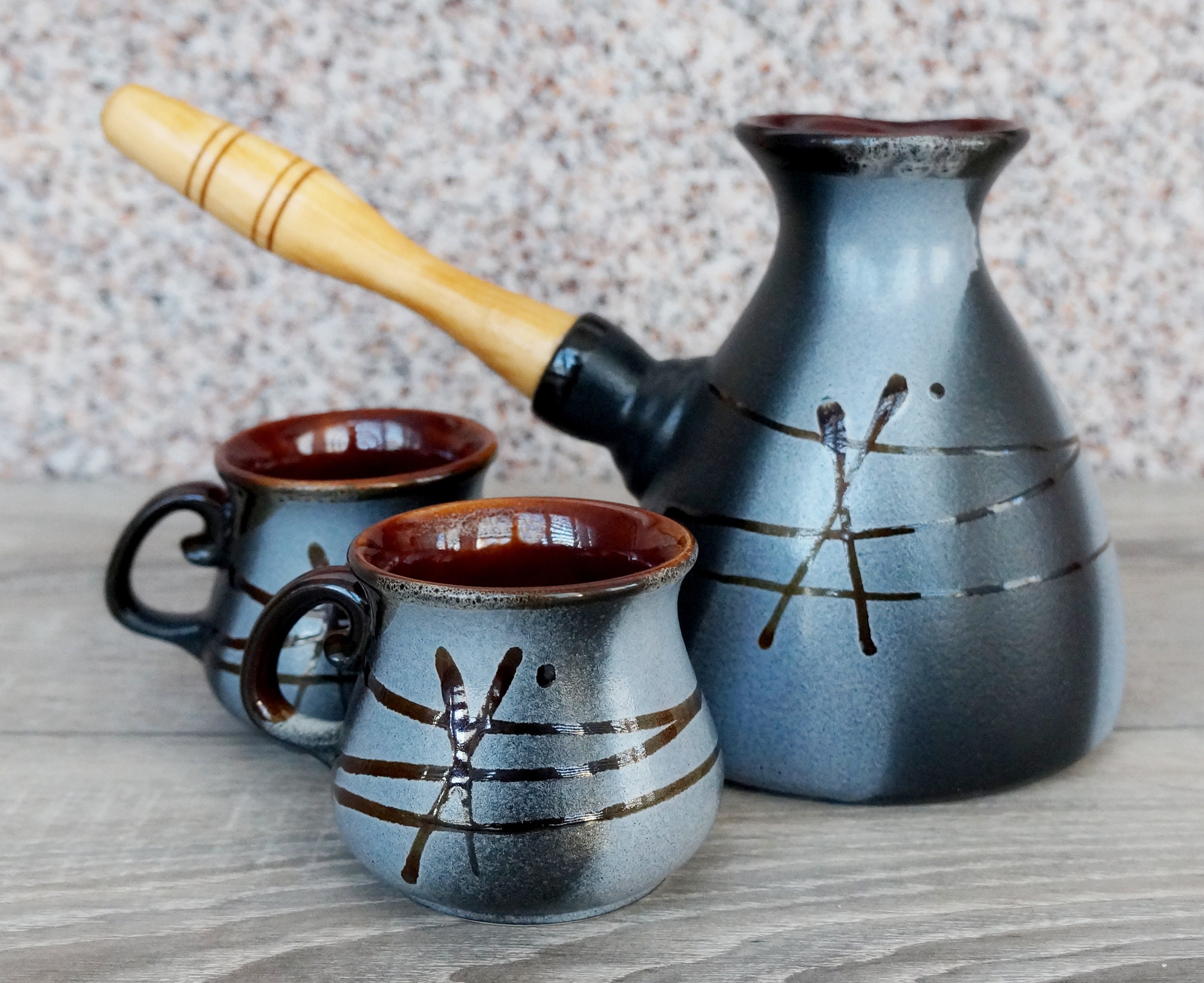 Ceramic coffee pot set Handmade coffee maker Turkish coffee Etsy