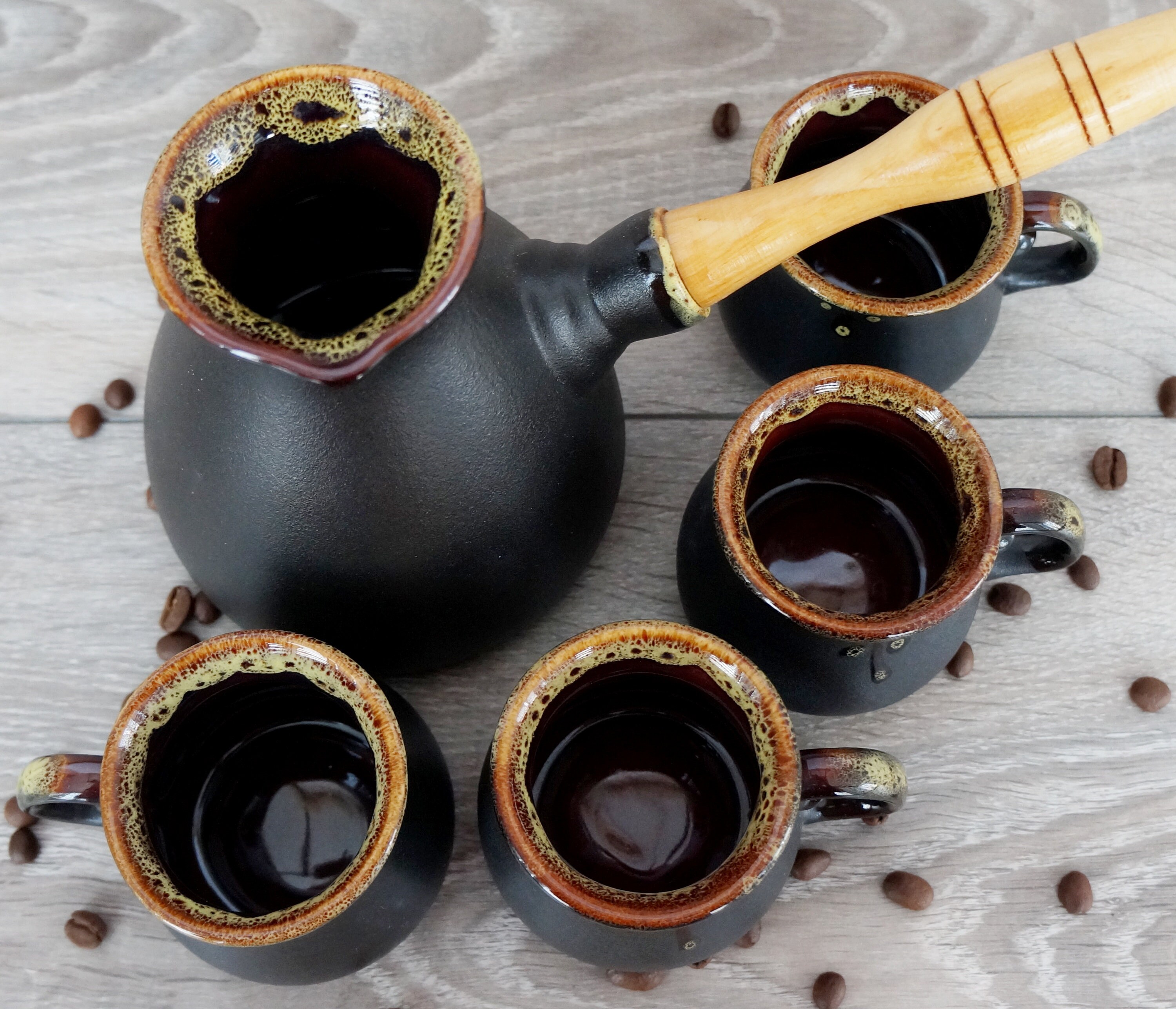 Handmade ceramic coffee pot set Turkish coffee set Ceramic Etsy