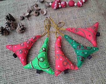 Handmade Christmas decorations Felt Christmas tree Set of 5 B Bowl fillers Gift decoration