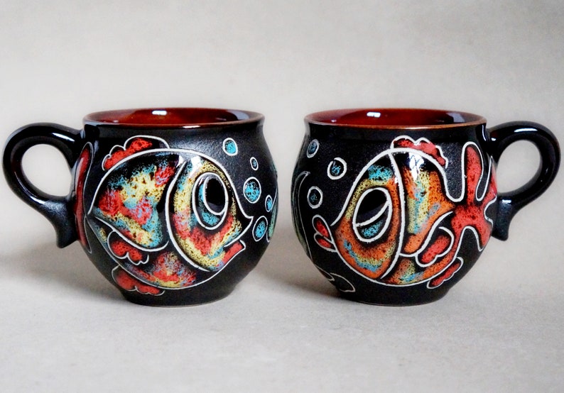 Fish coffee mug ceramic 6.5 oz set of 2 espresso cup for Etsy