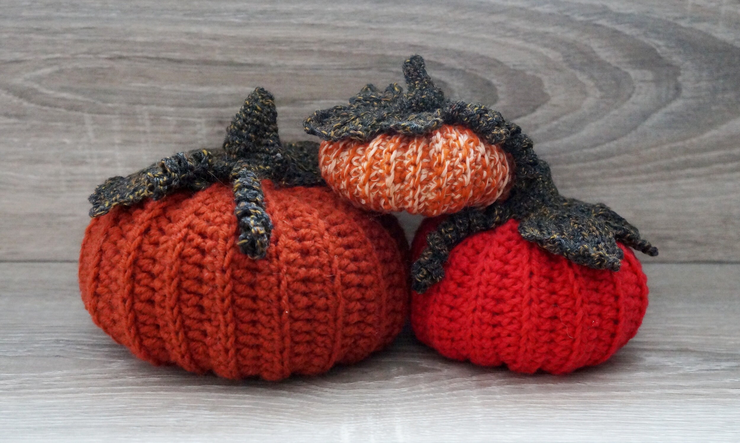 Fall Home Decor 3 Piece Pumpkin Set Crochet Pumpkins Etsy