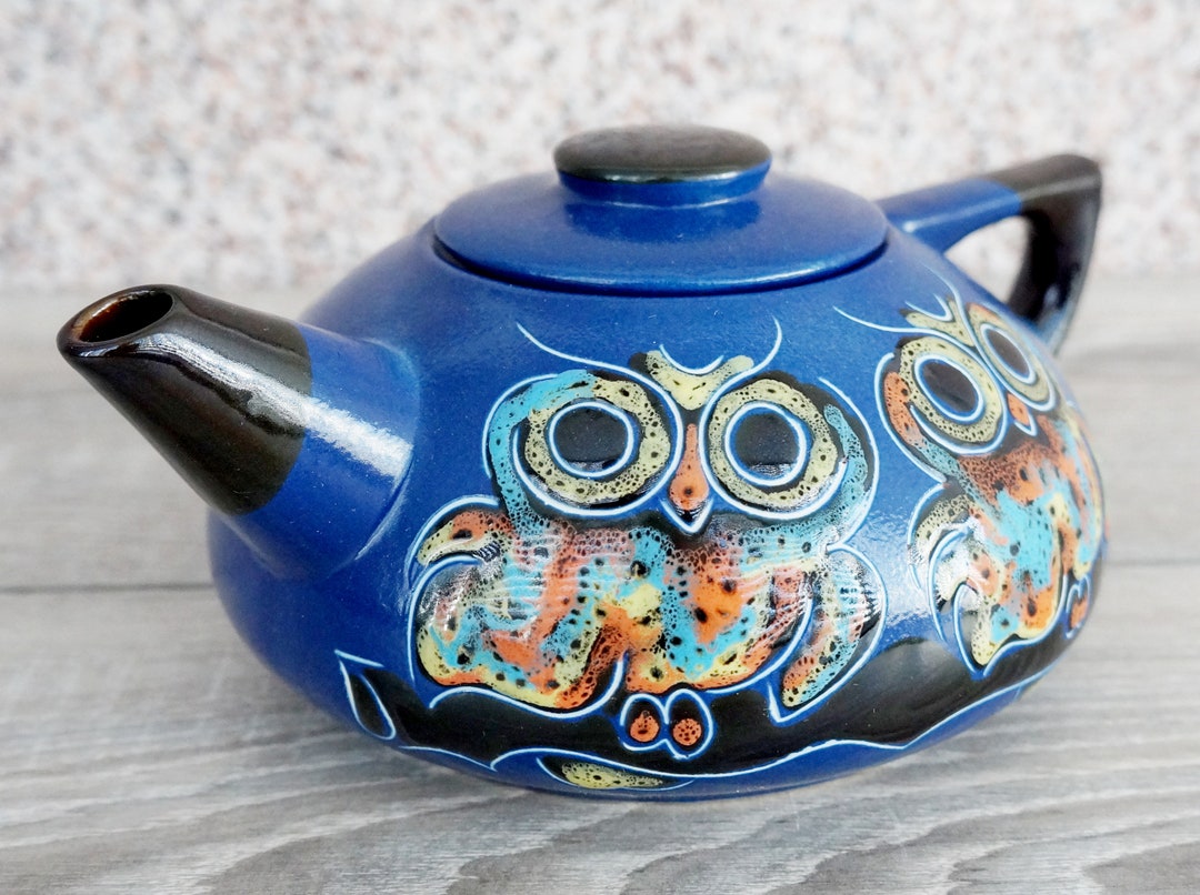 Blue Handmade Ceramic Teapot 33 Oz Engraved And Painted Teapot Pottery blue-handmade-ceramic-teapot-33-oz-engraved-and-painted-teapot-pottery