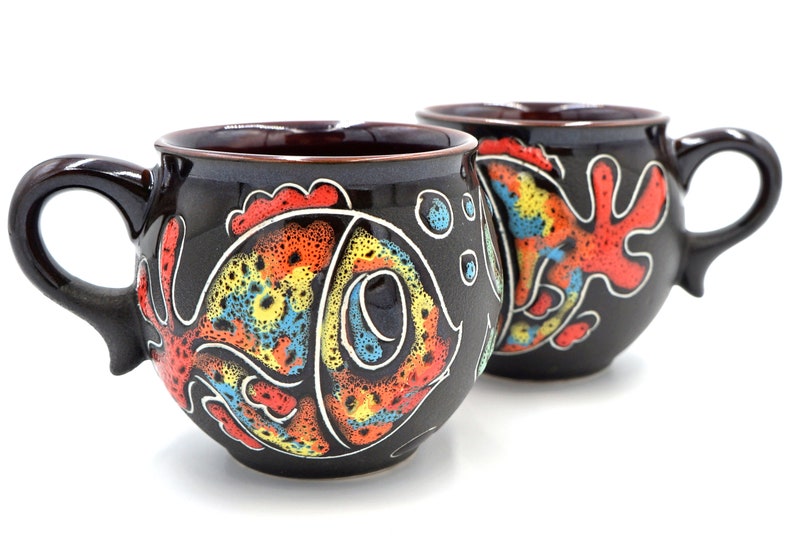 Fish coffee mug ceramic 6.5 oz set of 2 espresso cup for Etsy