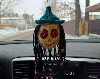 Head ornament Car mirror pendant Car mirror hanging accessories Christmas tree crochet ornament One of a kind