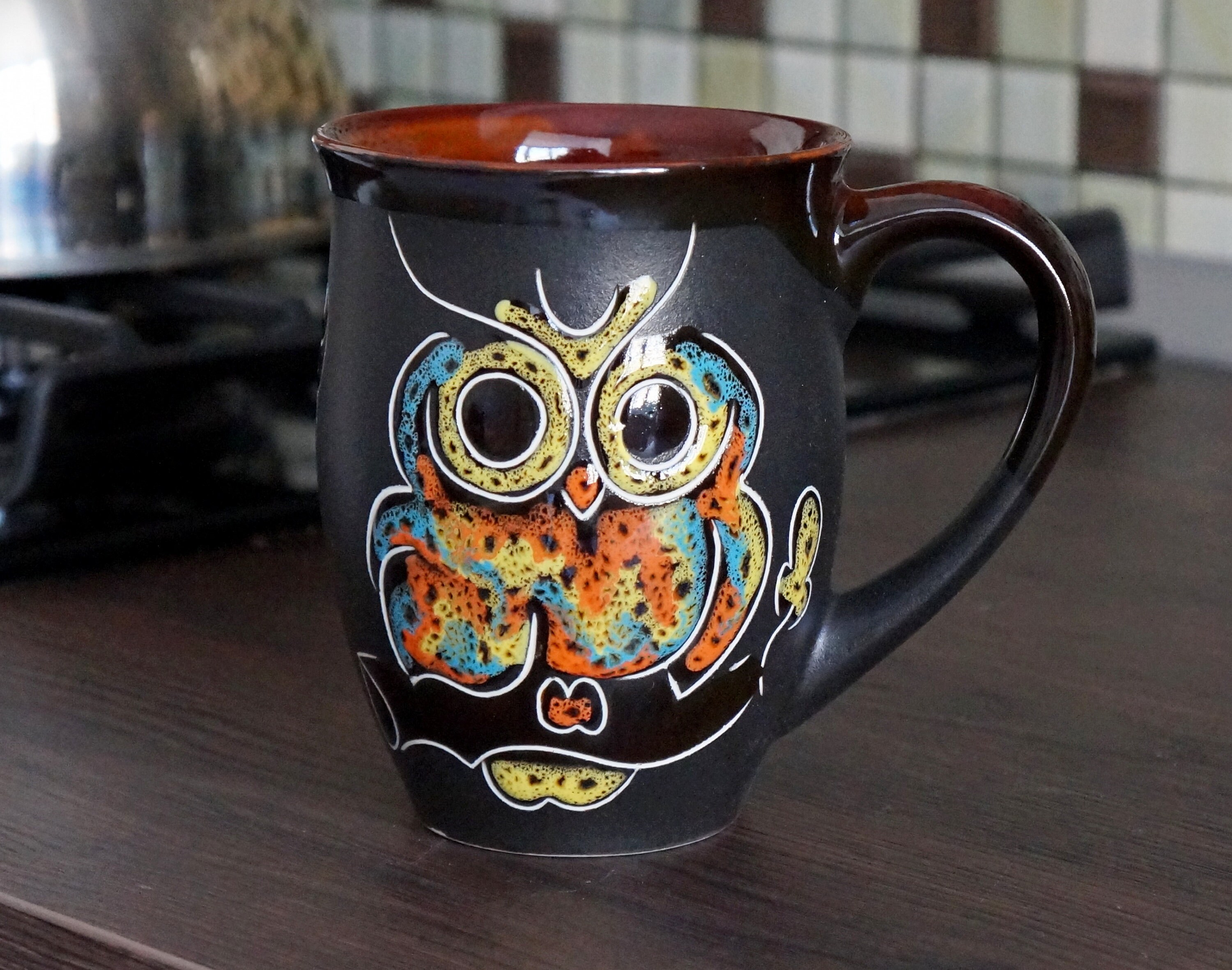 Handmade ceramic mug owl 16 oz large coffee mug for women Etsy