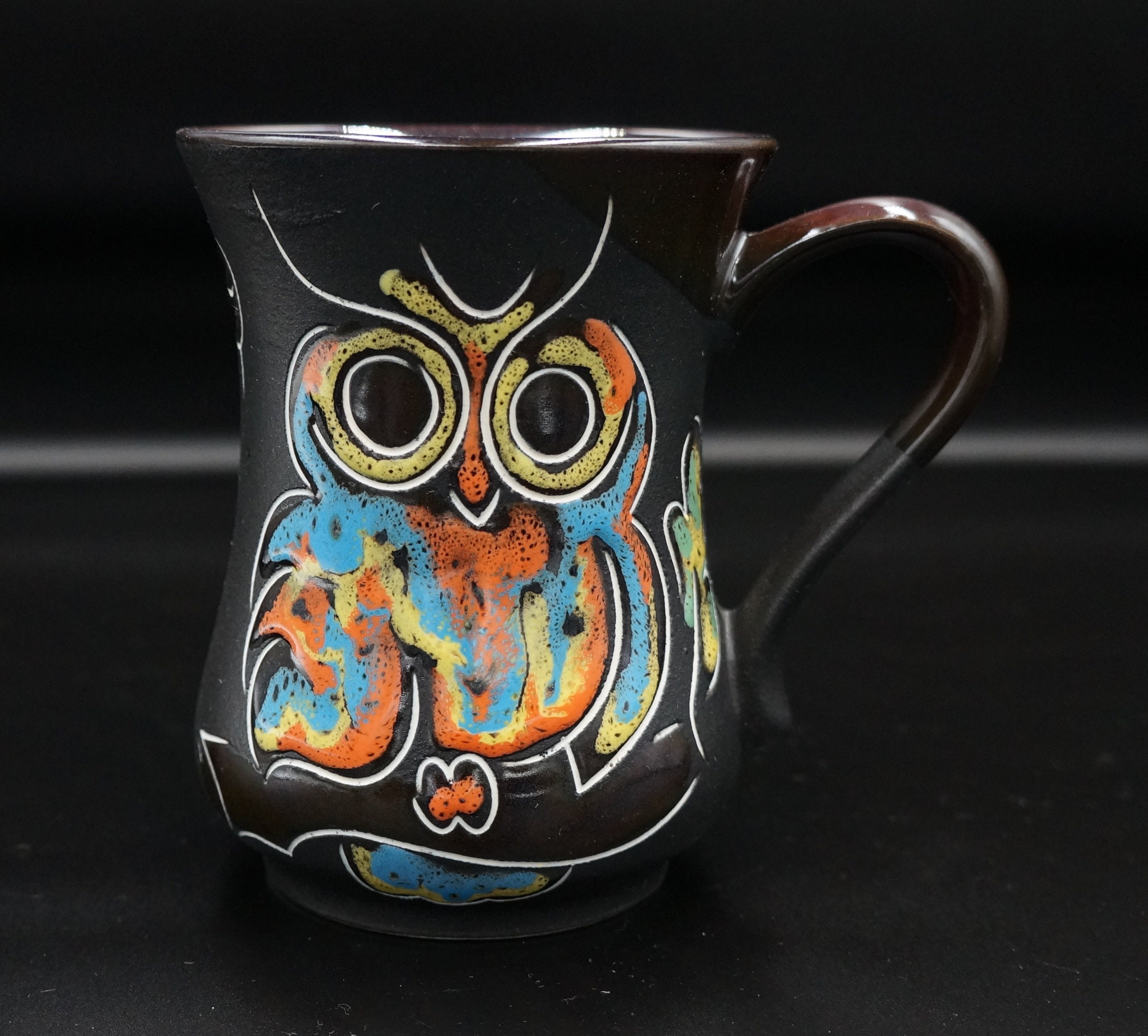 Black owl mug ceramic 11.8 oz Stoneware coffee mug pottery Etsy
