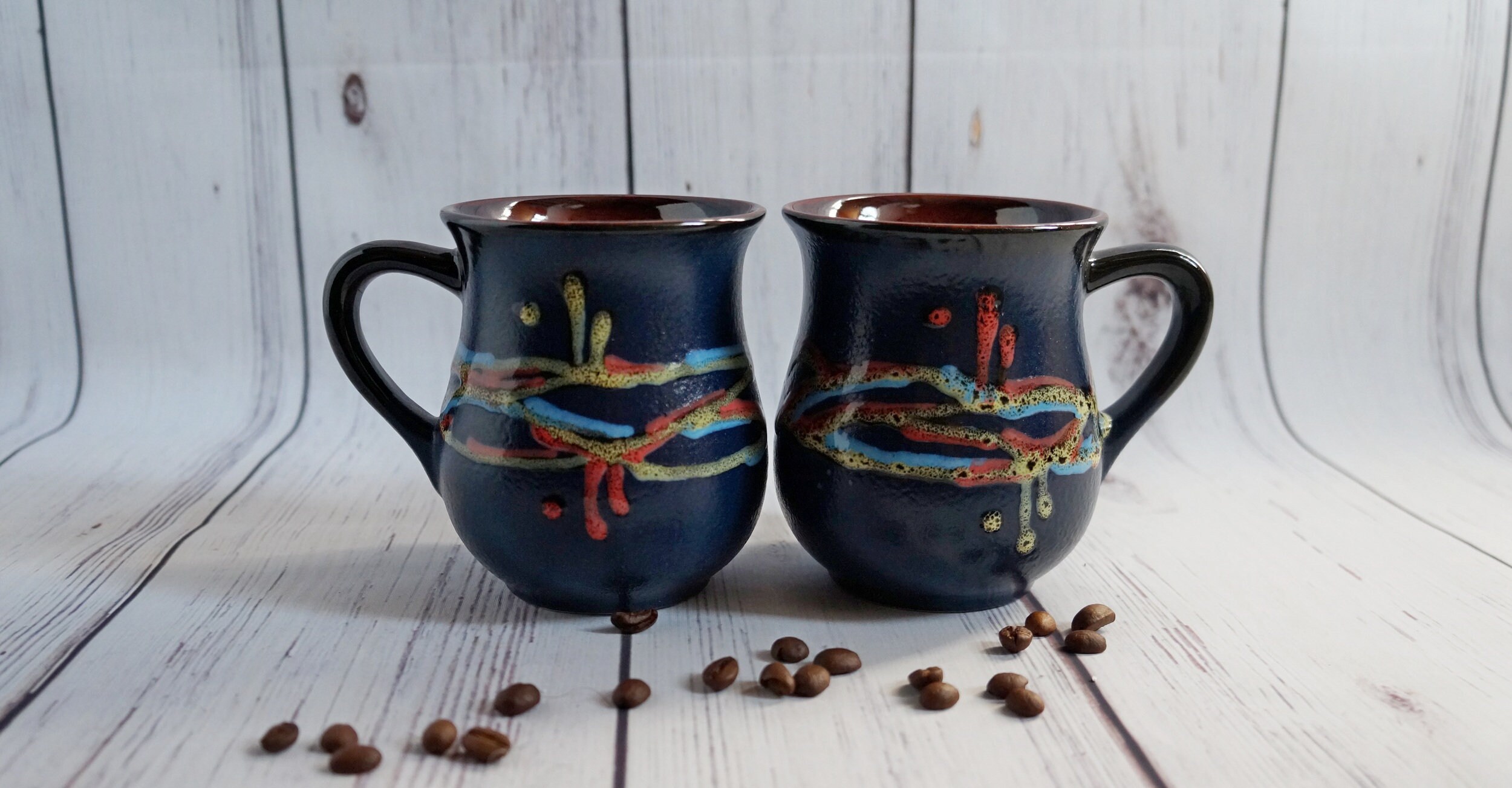dark blue mug cobalt blue ceramic mug coffee mug set of 2 Etsy