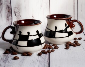 Small coffee lovers gift Set of 2 small turkish coffee mug espresso mug ceramic tasting cup