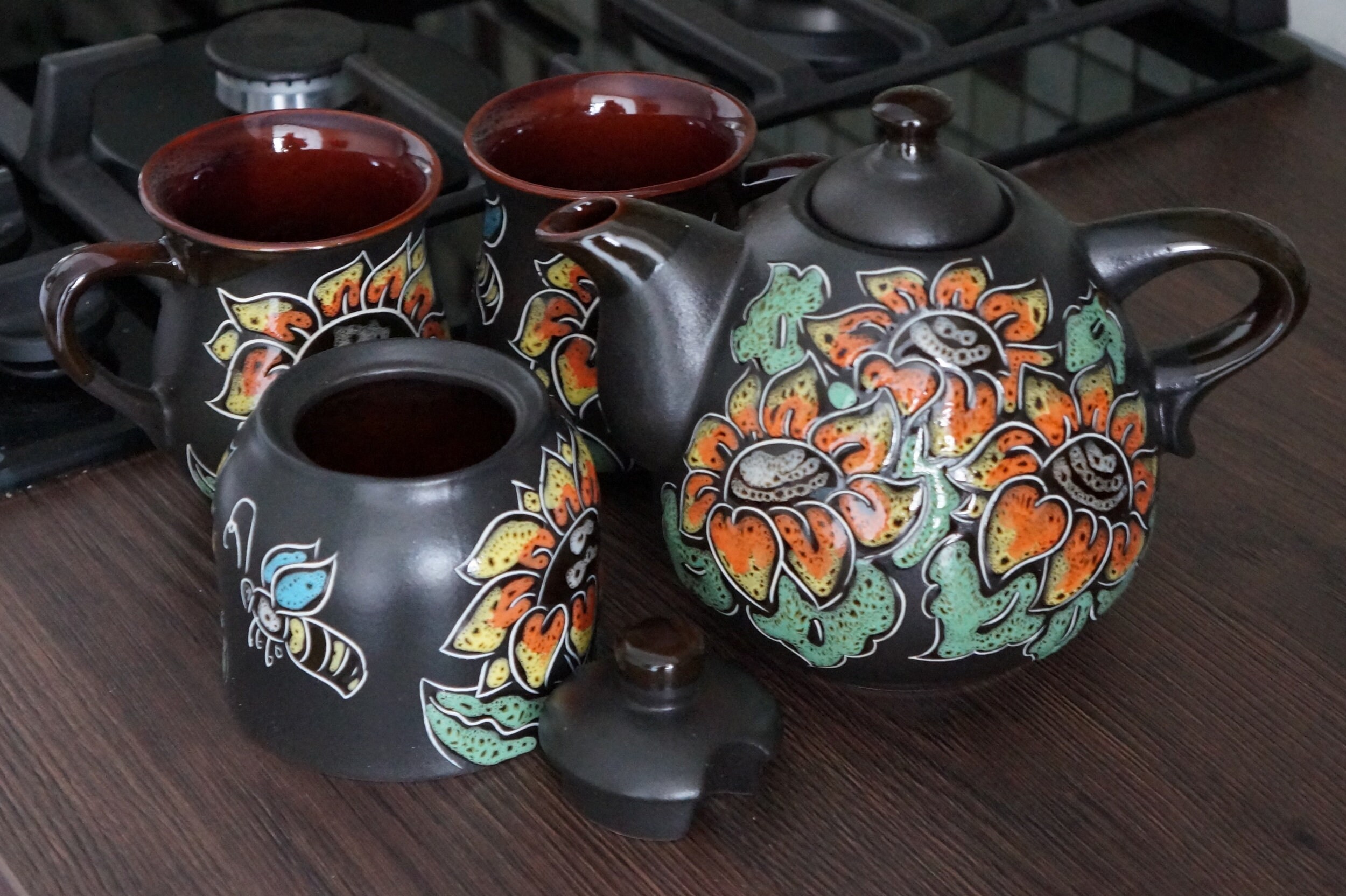 Handmade ceramic tea set with sunflowers Pottery teapot set Etsy