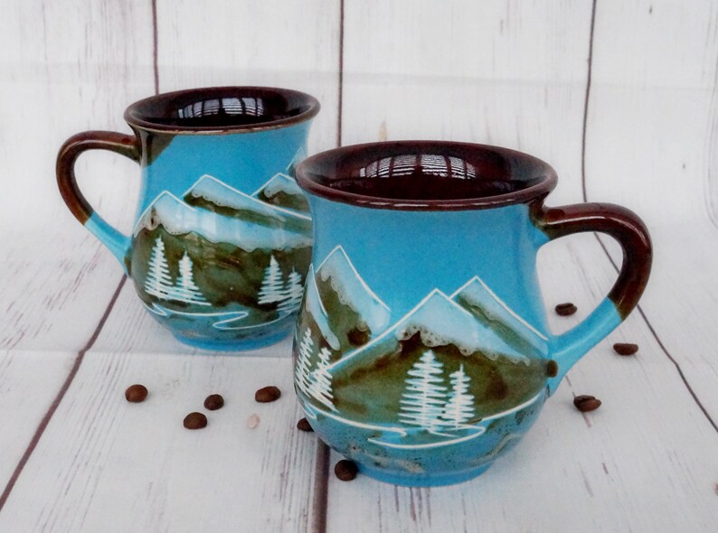Mountain mug ceramic him or her mug hiking gift adventure Etsy