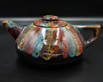 ceramic teapot handmade tea pot pottery stoneware teapot rainbow gift for wife gift for mother fall gifts anniversary gifts for couples