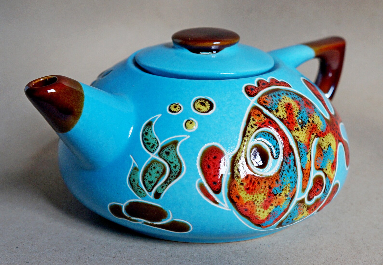 Blue fish teapot ceramic nautical decor funny pottery teapot Etsy