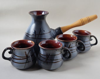 Handmade coffee set ceramic Coffee maker Turkish coffee set pottery Birthday gift best friend gift for women sister gift Morning coffee