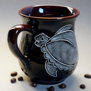 Tea mug ceramic him or her mug hiking gift adventure awaits ceramic mug hand-painted Christmas gift black turtle 9.5oz