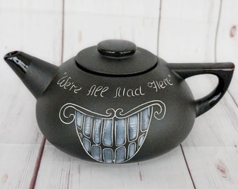 Handmade cute ceramic teapot Engraved and painted pottery tea pot Cat smile teapot stoneware