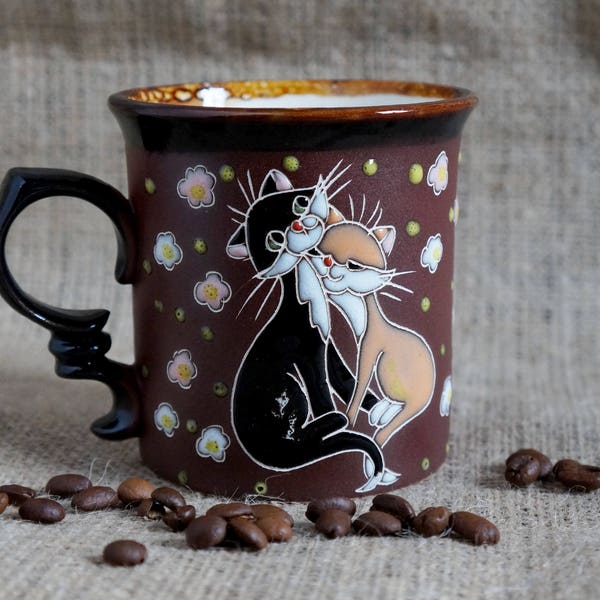 Brown mug Cat mug Funny coffee mug Ceramic mug for her mug pottery cat gifts for bridesmaids Bride team Girl gift girl birthday gift ideas