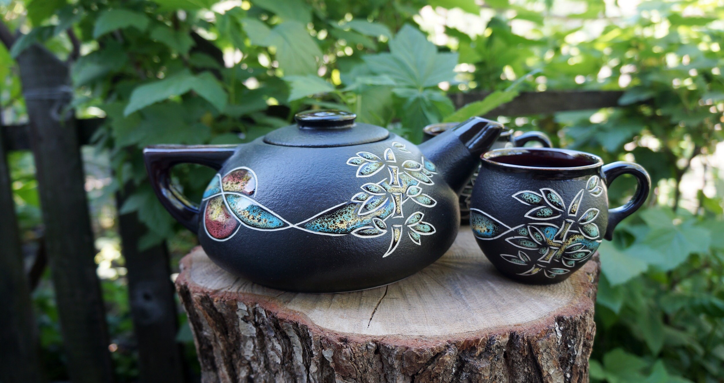 Black ceramic tea set Chinese spring Wedding gift for mother Etsy