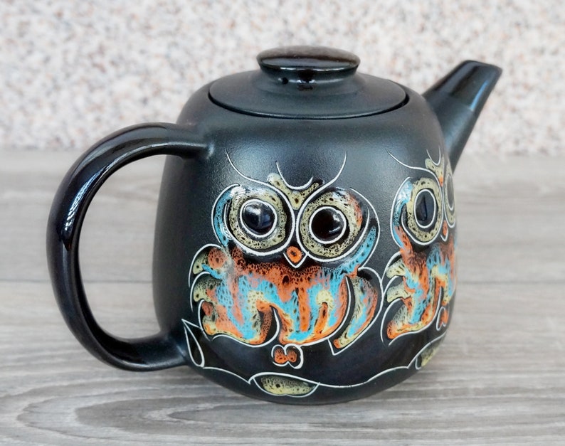 Colorful Owls ceramic Tea lover gift Stoneware teapot 33.8 oz Etsy