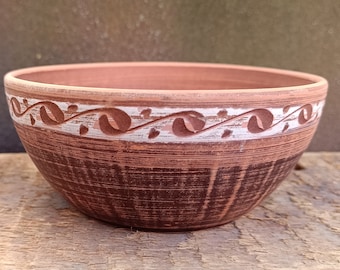 Red clay salad bowl Soup bowl Earthenware bowl Farmhouse style pottery bowl Christmas gifts Rustic style ceramic