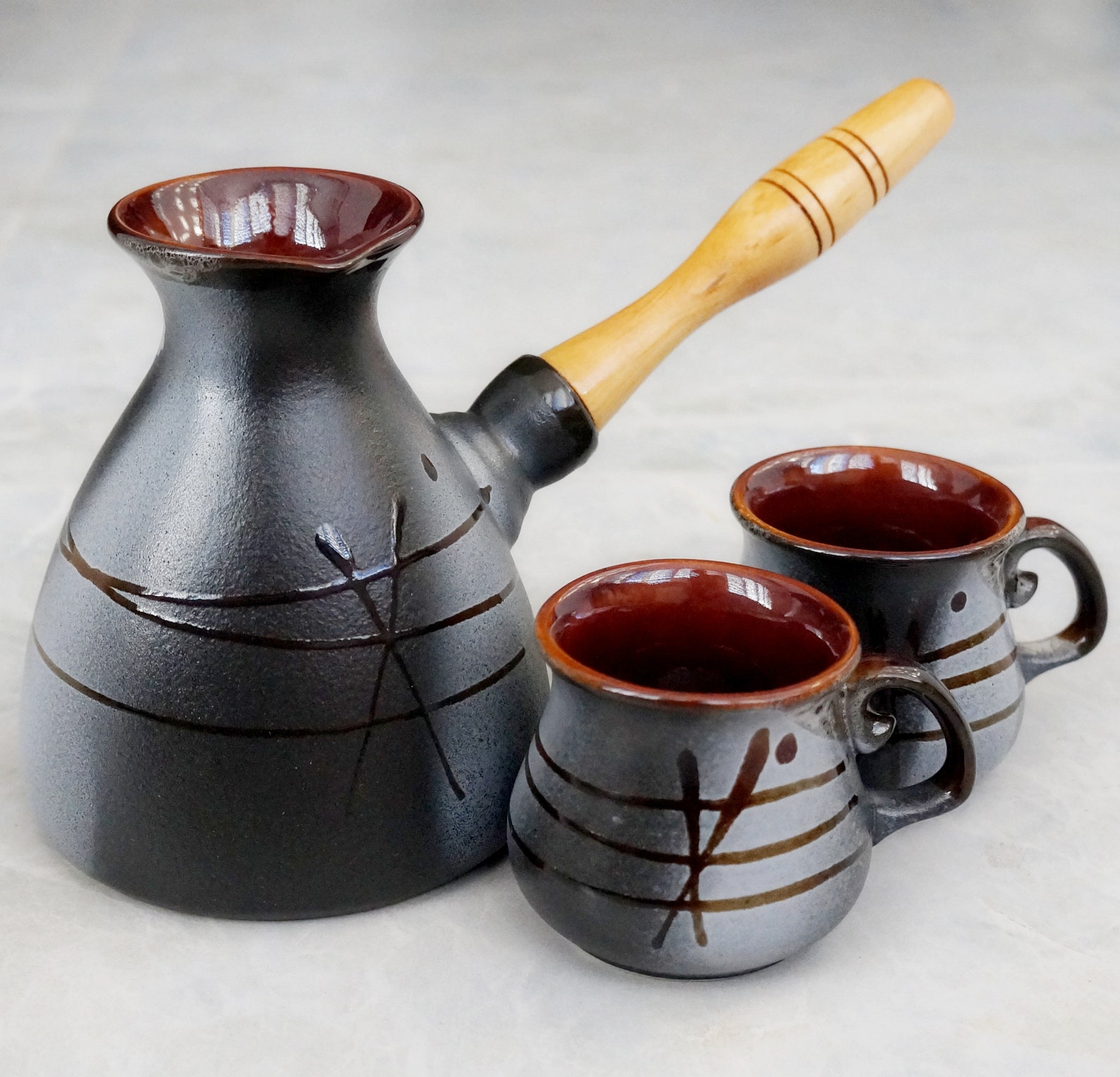 Ceramic coffee pot set Handmade coffee maker Turkish coffee Etsy