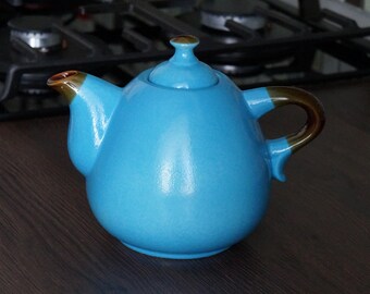 Teapot ceramic Sky blue handmade teapot pottery 28 oz Tea party gift ceramic Tea lovers Gift for mom