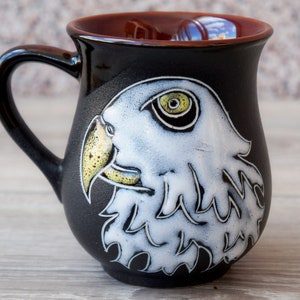 Tea mug ceramic him or her mug hiking gift adventure awaits ceramic mug hand-painted Christmas gift eagle mug 9.5oz