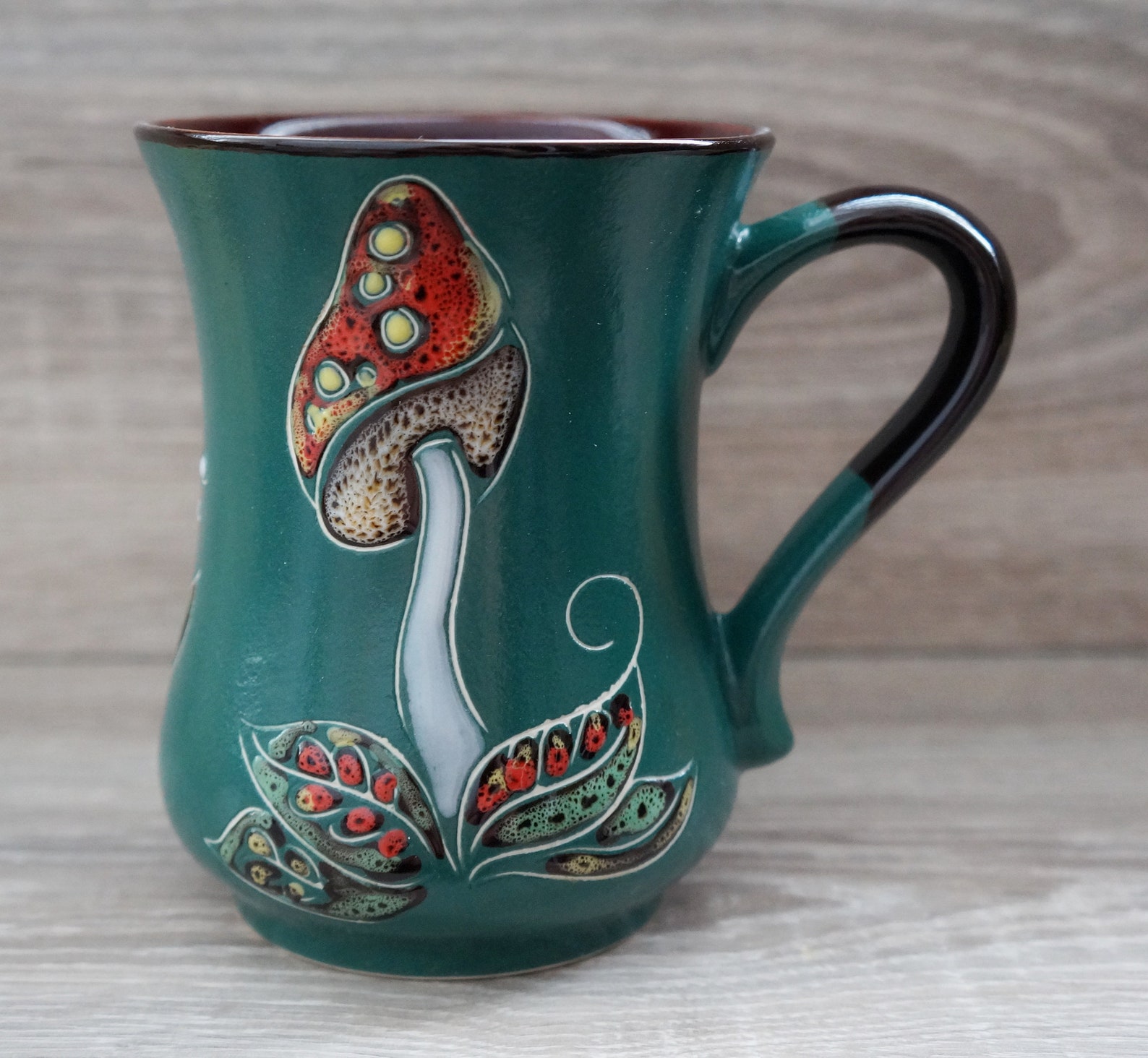 Mushrooms mug handmade coffee mug ceramic 11.8 oz Mushroom Etsy