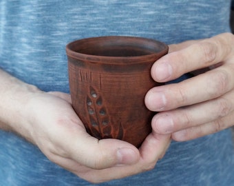 Red clay mug ceramic Handmade ceramic coffee mug 9.5 oz Stoneware tea mug
