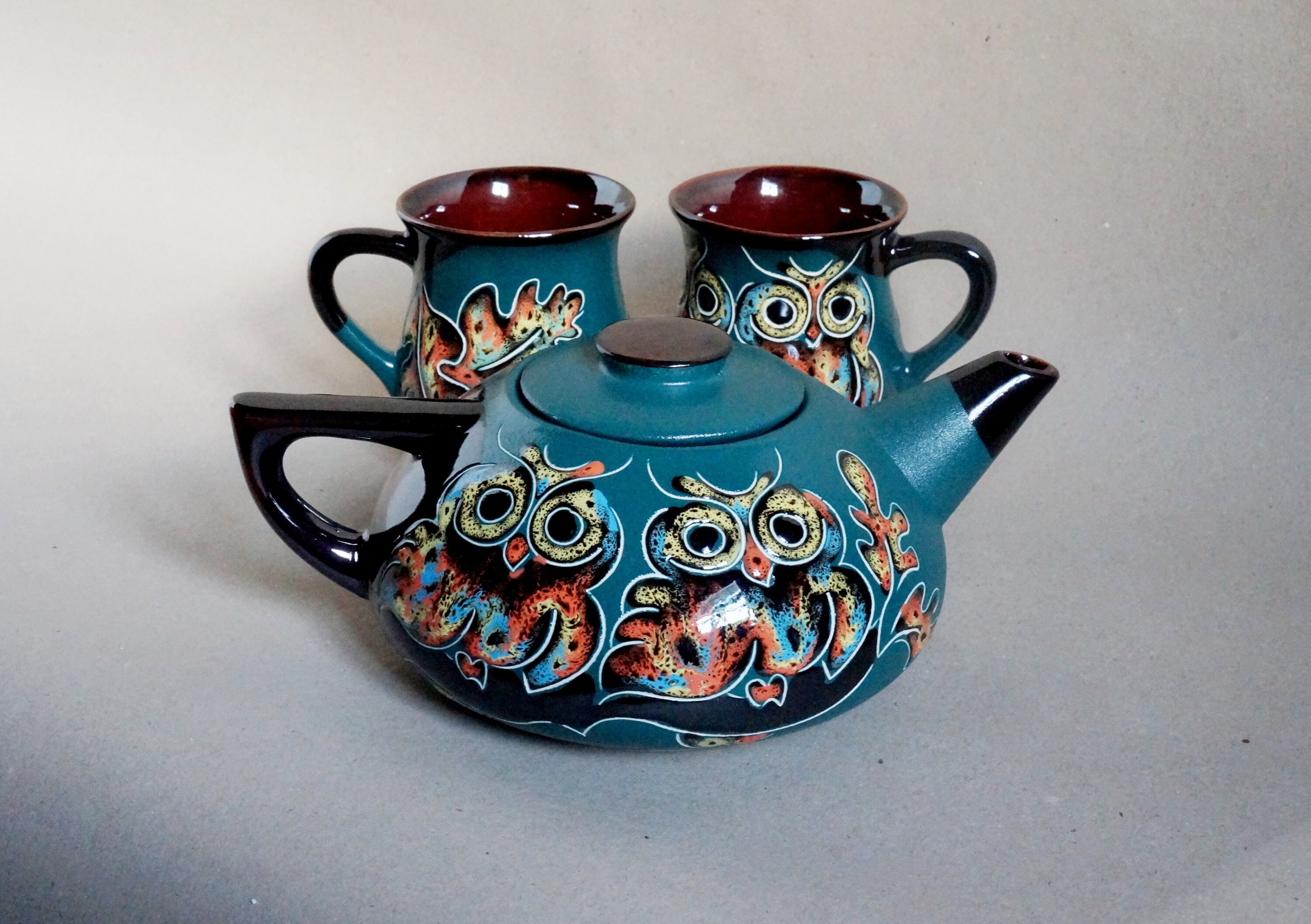Kitchen set Owls Ceramic tea set Owls Gift daughter Family Tea Etsy