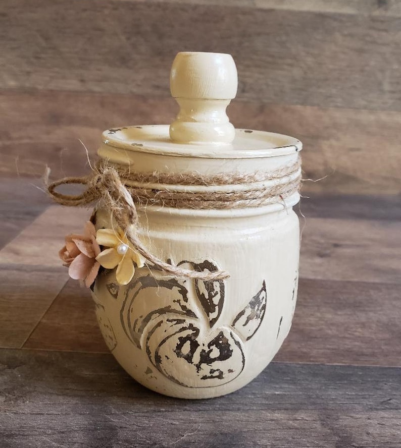 Cream and Multi Color Flower Mason Jar Kitchen Utensil Set Etsy