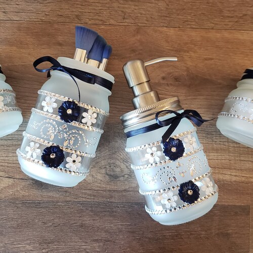 Yellow Rose Mason Jar Bathroom Set Etsy