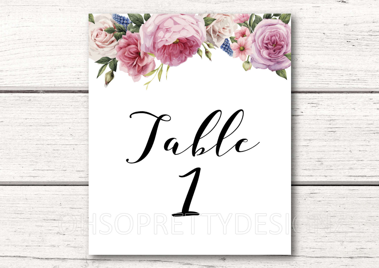 Printable Wedding Table Numbers DIY Decorations Pink Etsy