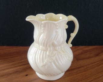 Vintage Belleek Lustre Swirl Ribbon Creamer - 4th Green Mark - Made in Ireland