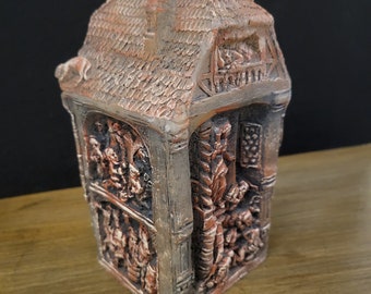 Vintage German Carved Pillar Candle