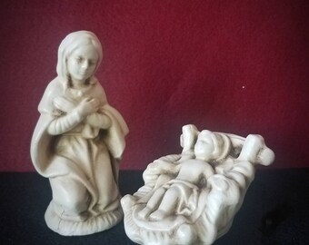 Vintage Chalkware St. Mary and Baby Jesus Nativity Figurines