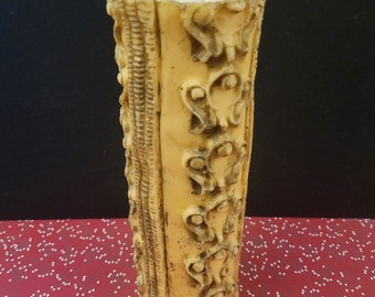 Vintage German Sculpted Pillar Candle with Removable Core