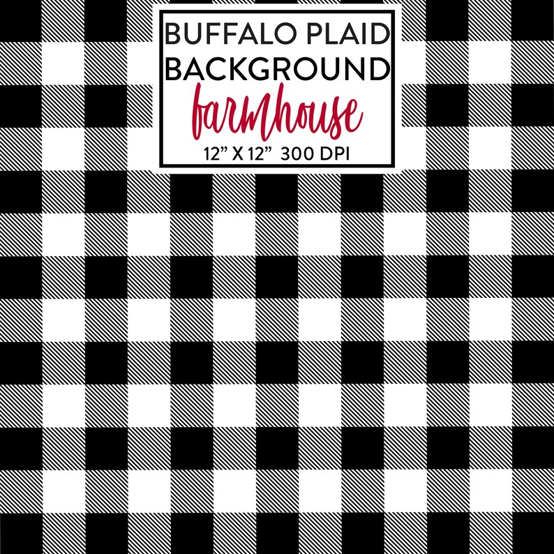 Black and White Buffalo Plaid Digital Paper Background Etsy