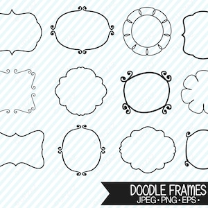 Hand Drawn Doodle Frame Clipart, Vector Graphics, Digital Images - UZ621