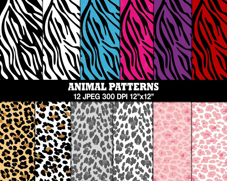 Zebra Print Digital Papers Background UZ812 Digital Images Scrapbook Papers