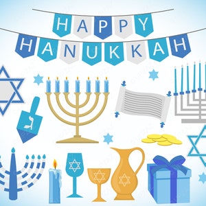 Hanoukka Clipart, Utilisation commerciale, Fête juive, Image numérique - UZ1122