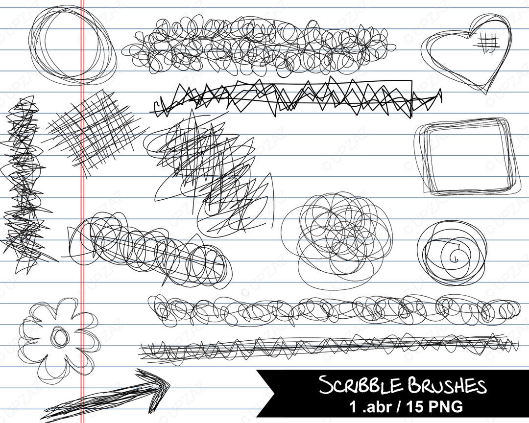 Brushes Scribble Brushes Digital Image UZPSB859 Etsy