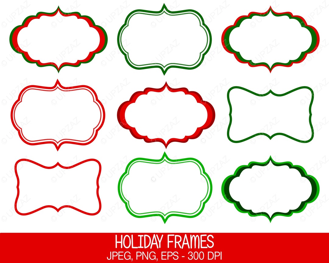 Christmas Frame Clip Art, Vector Graphics, Digital Images - UZ623 - Etsy