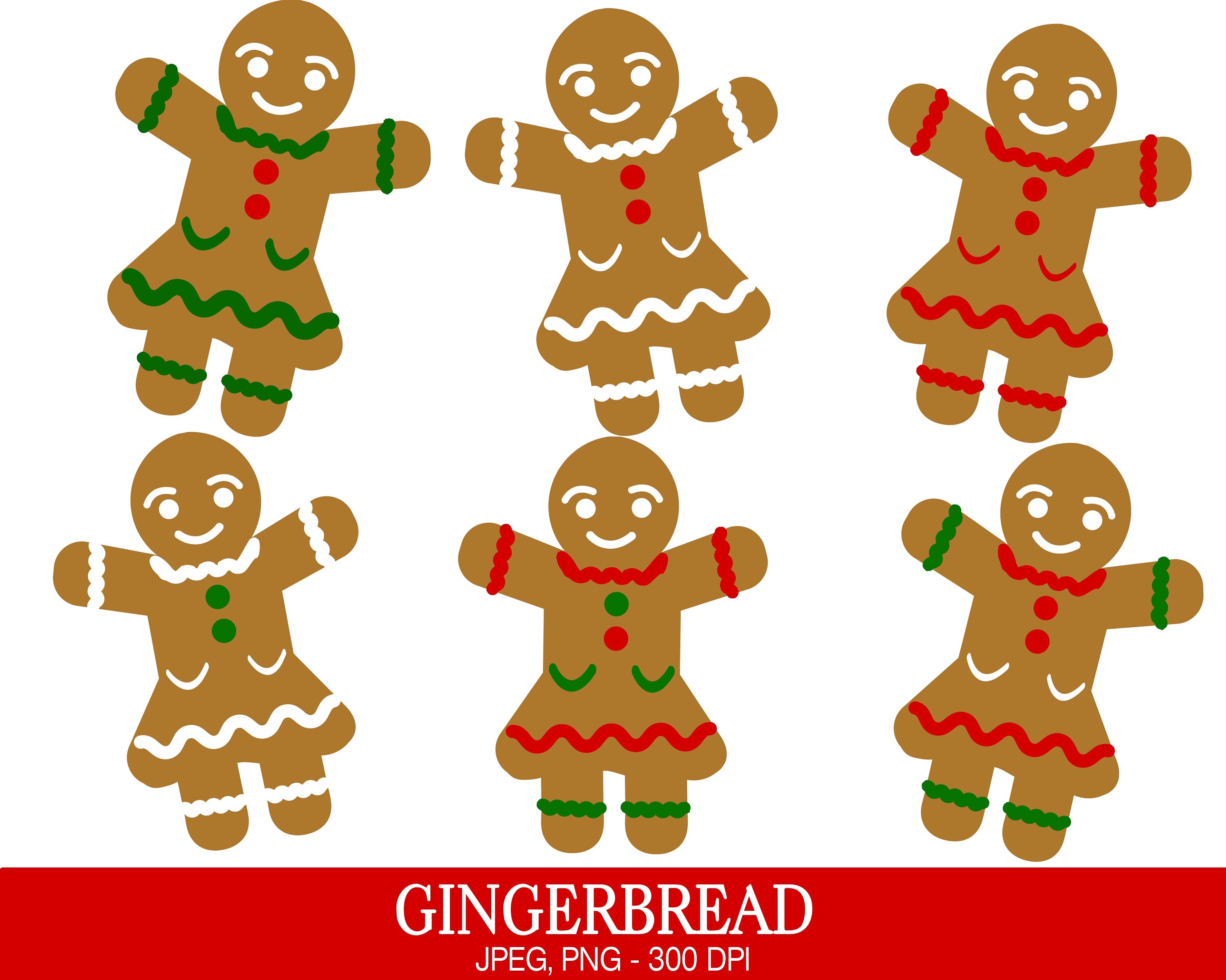 Gingerbread Women Clipart Commercial Use Gingerbread Girl Etsy